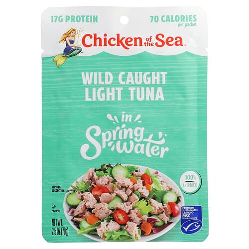 Chicken of the Sea, Wild Caught Light Tuna in Spring Water, 2.5 oz (70 g)