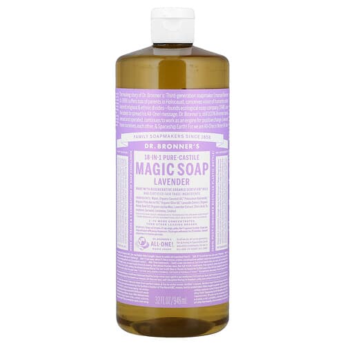 Dr. Bronner's, 18-in-1 Pure-Castile Magic Soap, Lavender, 32 fl oz (946 ml)