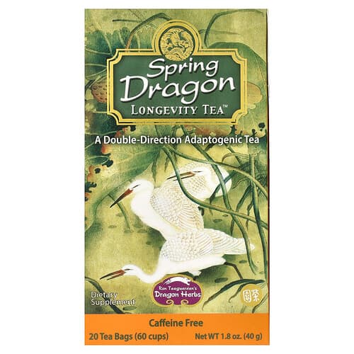 Dragon Herbs, Spring Dragon Longevity Tea™, Caffeine Free, 20 Tea Bags, 1.8 oz (40 g)