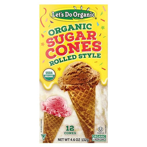 Let's Do Organic, Let's Do Organic®, Organic Sugar Cones, Rolled Style, 12 Cones, 4.6 oz (132 g)