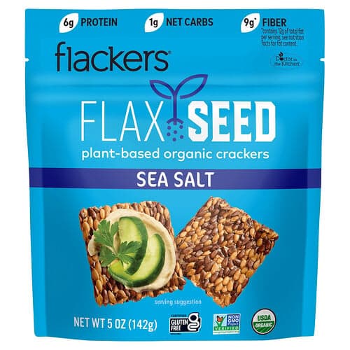 Flackers, Flax Seed Crackers, Sea Salt, 5 oz (142 g)