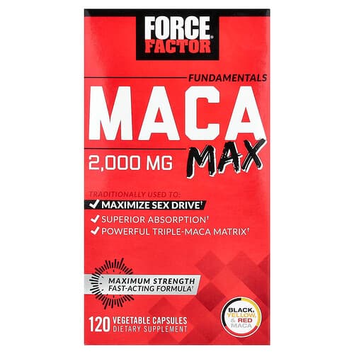 Force Factor, Fundamentals, Maca Max, 2,000 mg, 120 Vegetable Capsules (500 mg per Capsule)