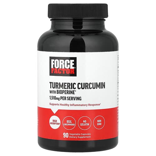 Force Factor, Turmeric Curcumin with BioPerine®, 90 Vegetable Capsules