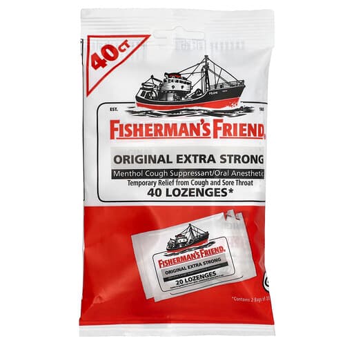 Fisherman's Friend, Menthol Cough Suppressant/ Oral Anesthetic Lozenges, Original Extra Strong, 40 Lozenges