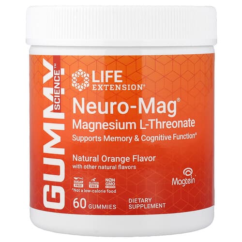 Life Extension, Neuro-Mag®, Magnesium L-Threonate, Natural Orange, 60 Gummies (36 mg per Gummy)