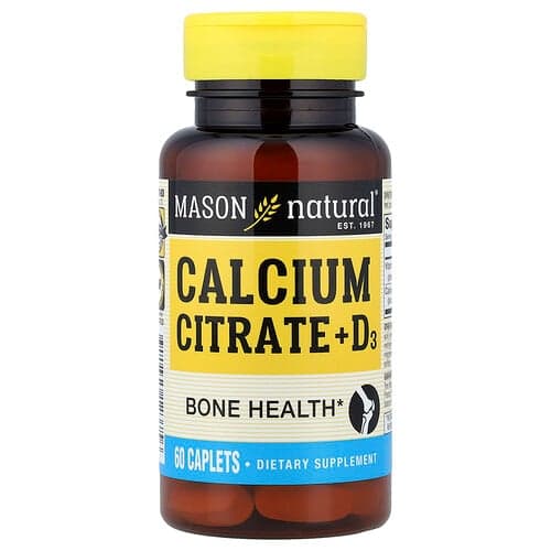 Mason Natural, Calcium Citrate + D3, 60 Caplets