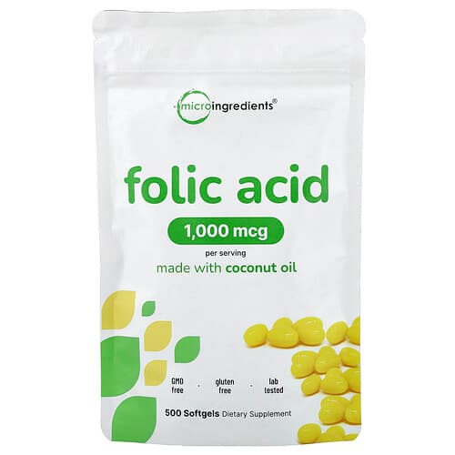 Micro Ingredients, Folic Acid, 1,000 mcg, 500 Softgels