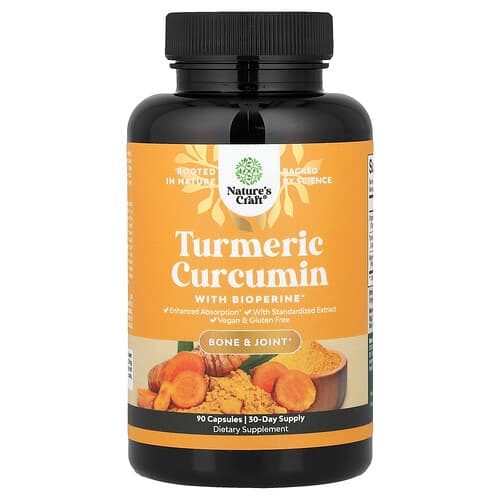 Nature's Craft, Turmeric Curcumin With BioPerine®, 90 Capsules