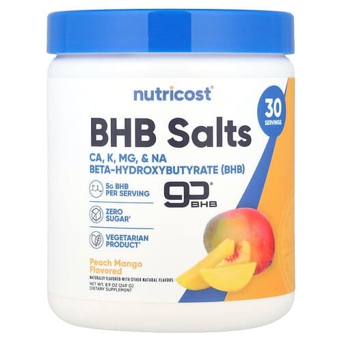 Nutricost, BHB Salts, goBHB®, Peach Mango, 8.9 oz (249 g)
