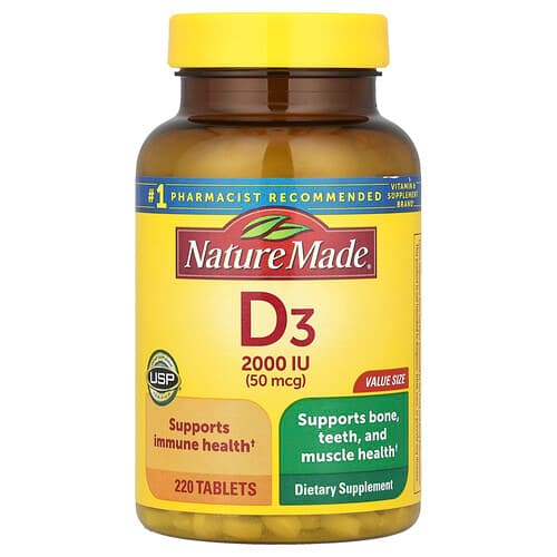 Nature Made, Vitamin D3, 50 mcg (2000 IU), 220 Tablets