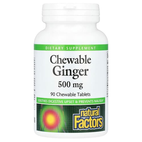 Natural Factors, Chewable Ginger, 500 mg, 90 Chewable Tablets