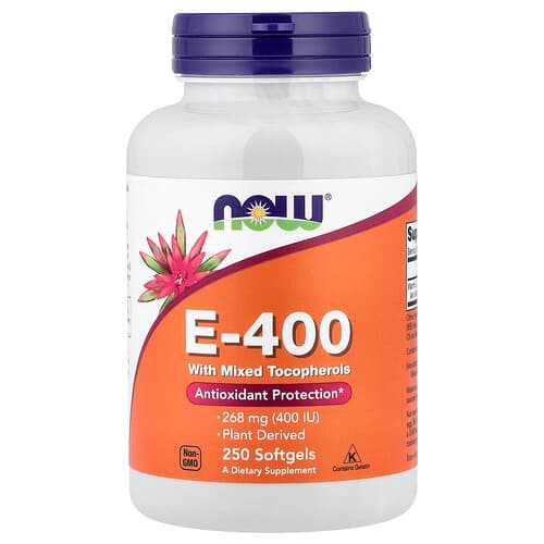 NOW Foods, E-400 with Mixed Tocopherols, 268 mg (400 IU), 250 Softgels