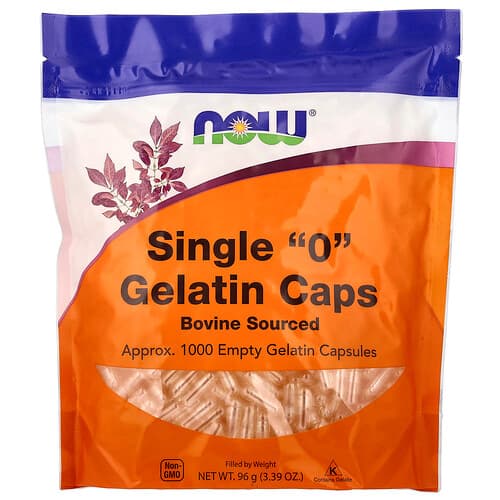NOW Foods, Single 0 Gelatin Caps, Approx. 1,000 Empty Gelatin Capsules, 3.39 oz (96 g)