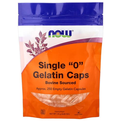NOW Foods, Single 0 Gelatin Caps, Approx. 250 Empty Gelatin Capsules, 0.85 oz (24 g)