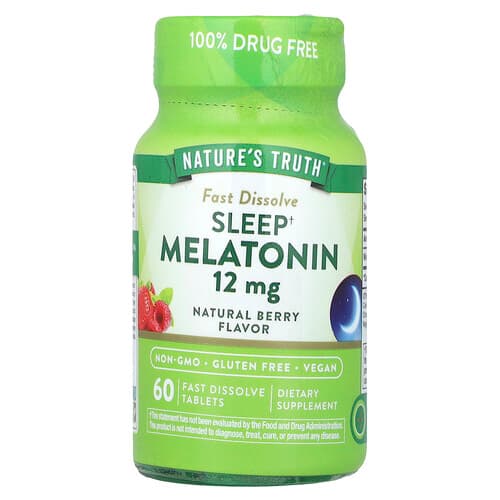 Nature's Truth, Sleep Melatonin, Natural Berry , 12 mg, 60 Fast Dissolve Tablets