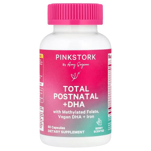 Pink Stork, Total Postnatal + DHA, Berry, 60 Capsules