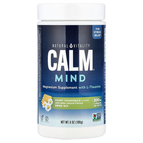 Natural Vitality, CALM®, Mind, Magnesium Supplement With L-Theanine Drink Mix, Honey Chamomile, 6 oz (168 g)