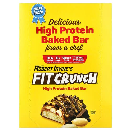 FITCRUNCH, High Protein Baked Bar, Peanut Butter, 12 Bars, 3.10 oz (88 g) Each