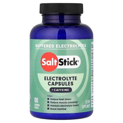 SaltStick, Electrolyte Capsules + Caffeine, 100 Vegetarian Capsules