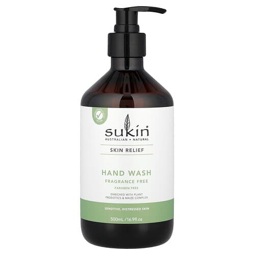 Sukin, Skin Relief, Hand Wash, Sensitive, Distressed Skin, Fragrance Free, 16.9 fl oz (500 ml)