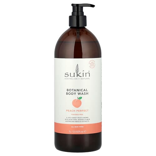 Sukin, Botanical Body Wash, All Skin Types, Peach Perfect, 33.82 fl oz (1 l)