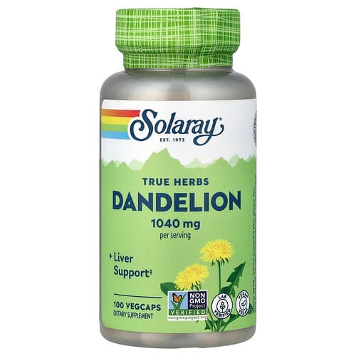 Solaray, True Herbs, Dandelion, 100 VegCaps (520 mg per Capsule)
