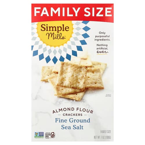 Simple Mills, Almond Flour Crackers, Fine Ground Sea Salt, 7 oz (199 g)