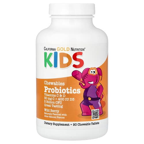 California Gold Nutrition, Kid’s Probiotics, Wild Berry, 5 Billion CFU, 90 Chewable Tablets