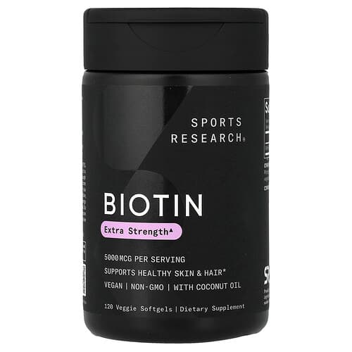 Sports Research, Biotin, 5,000 mcg, 120 Veggie Softgels