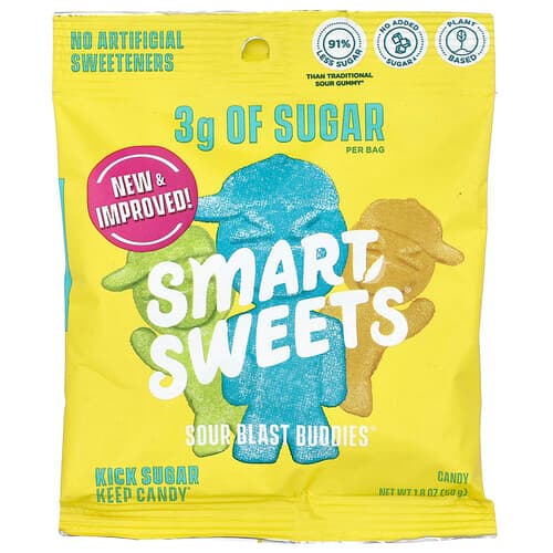 SmartSweets, Sour Blast Buddies®, Berry, Blue Raspberry, Lime, Lemon, Orange, 1.8 oz (50 g)