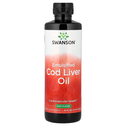 Swanson Vitamins, Emulsified Cod Liver Oil, Mint, 16 fl oz (473 ml)