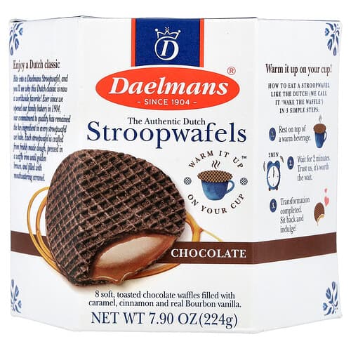Daelmans, Stroopwafels, Chocolate, 8 Waffles, 7.9 oz (224 g)