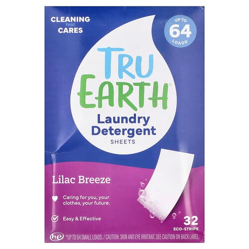 Tru Earth, Laundry Detergent Sheets, Lilac Breeze, 32 Eco-Strips