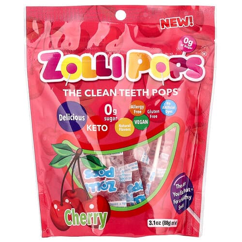 Zollipops, The Clean Teeth Pops®, Cherry, 3.1 oz (88 g)